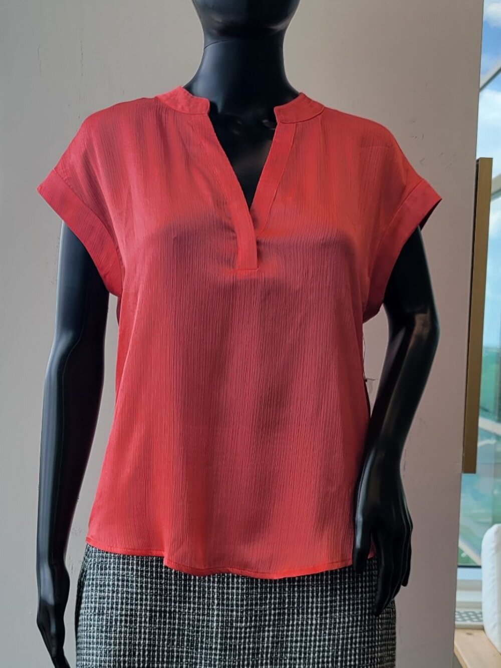 Vince Camuto Split-Neck Cap Sleeve Top
